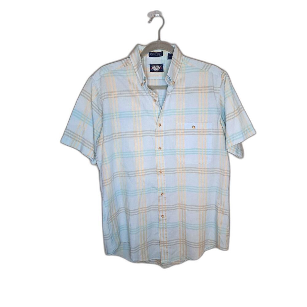 Knights Bridge For Men Button Down Short Sleeve Blue Shirt Size Medium